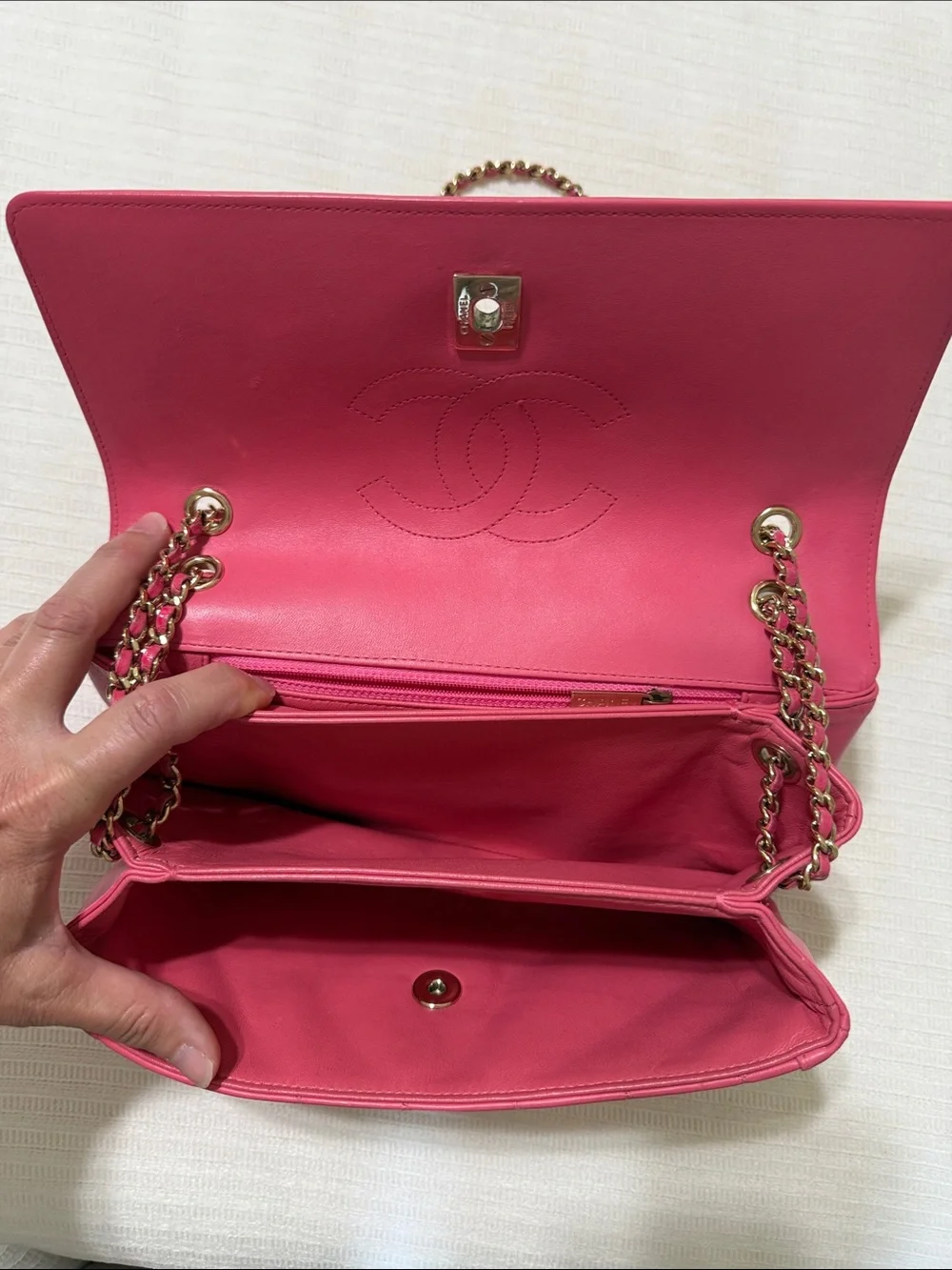 CHANEL Hot Pink Quilted Flap Shoulder Bag with Gold-Tone Chain
